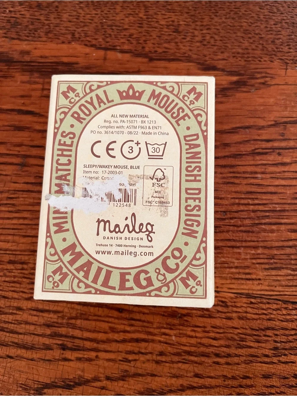 Maileg Sleepy Wakey Baby Mouse in Matchbox
